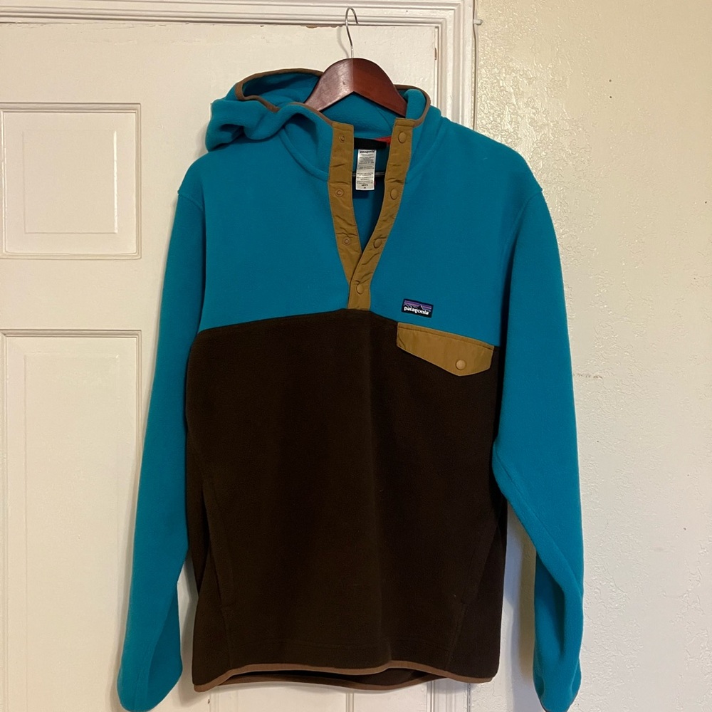 Patagonia Men's Fleece Sweater - Teal and Brown